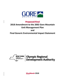 2018 Amendment to the 2002 Gore Mountain Unit Management Plan and Final Generic Environmental Impact Statement
