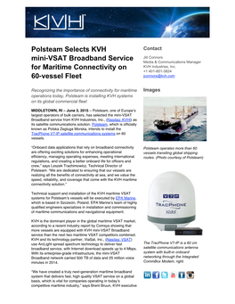 Polsteam Selects KVH Mini‑VSAT Broadband Service for Maritime