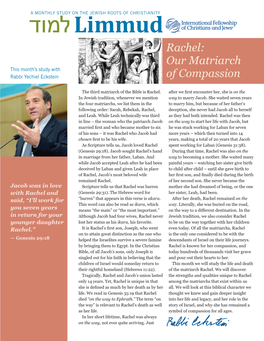 Rachel: Our Matriarch This Month’S Study with Rabbi Yechiel Eckstein of Compassion