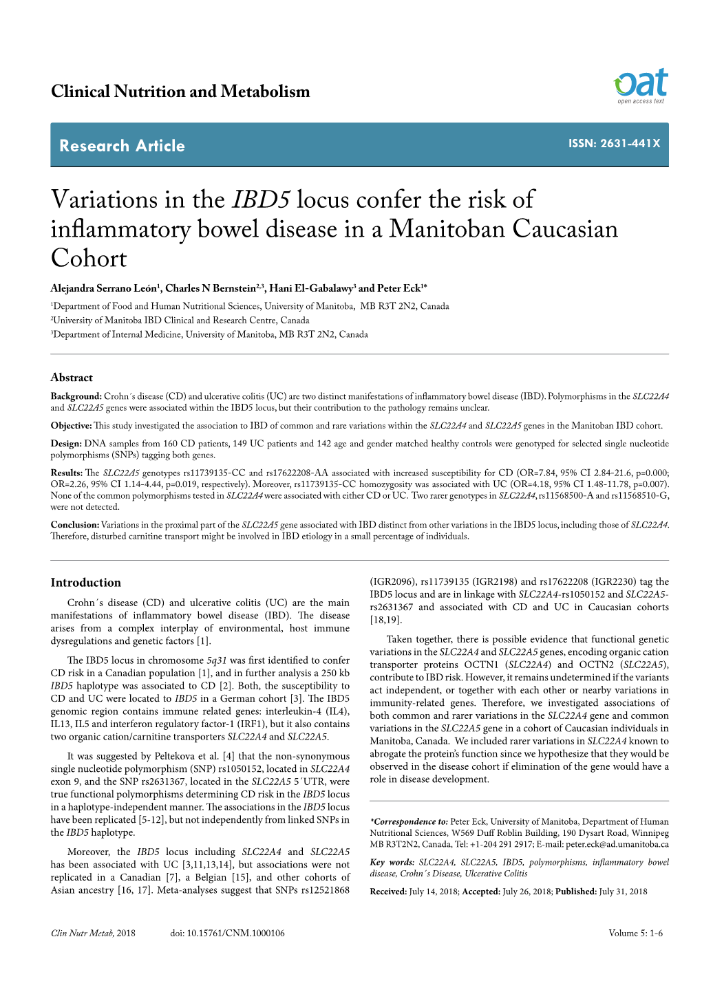 Variations in the IBD5 Locus Confer the Risk of Inflammatory Bowel Disease