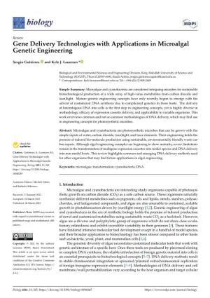 Gene Delivery Technologies with Applications in Microalgal Genetic Engineering