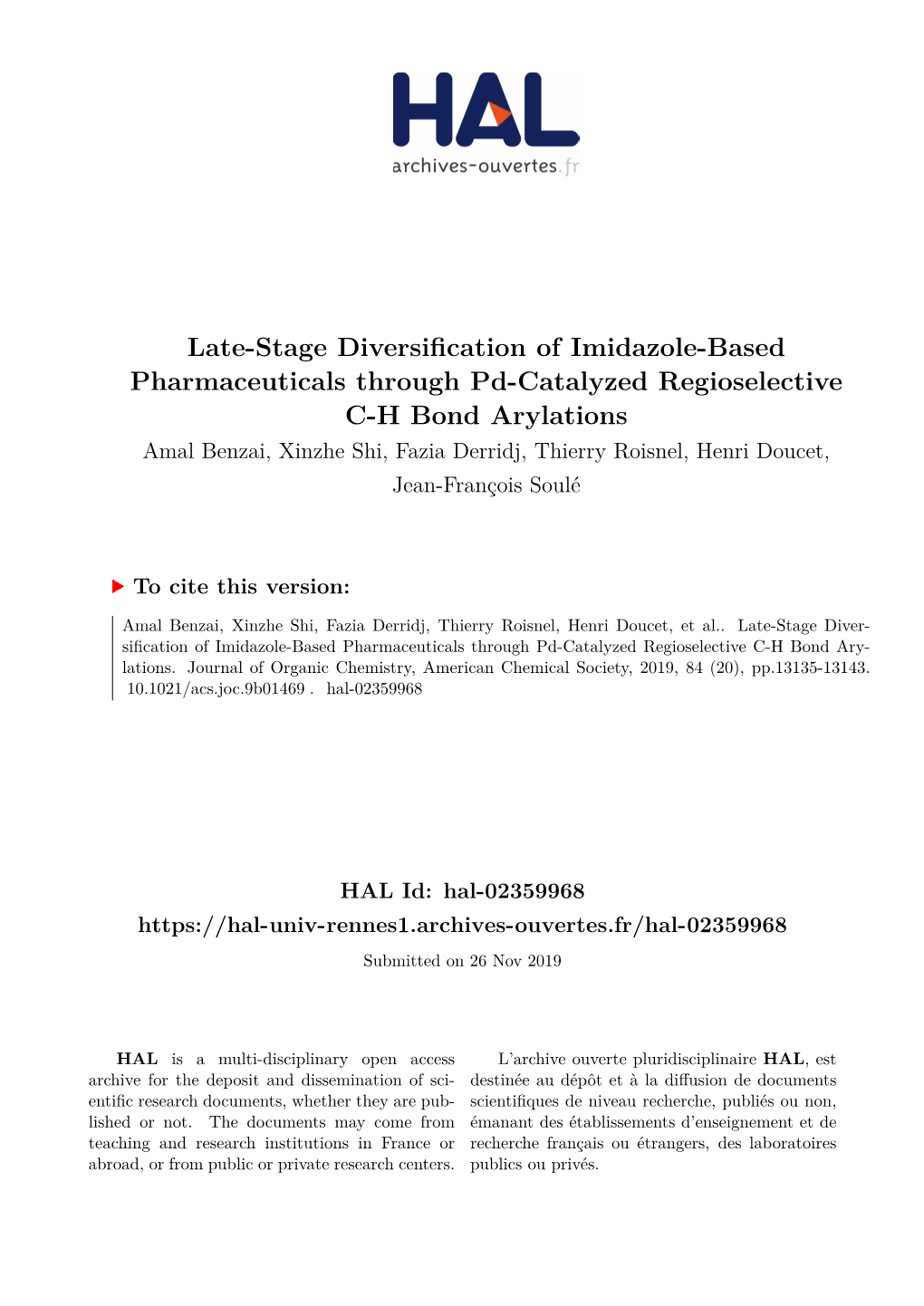 Late-Stage Diversification of Imidazole-Based Pharmaceuticals Through