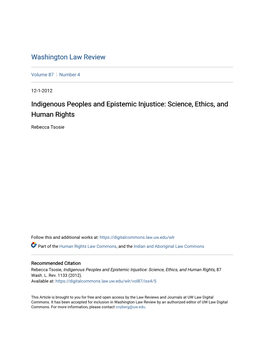 Indigenous Peoples and Epistemic Injustice: Science, Ethics, and Human Rights