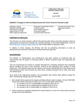 Changes to Pilot Car Requirements and Travel Times for Oversize Loads