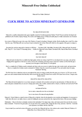 Minecraft Free Online Unblocked