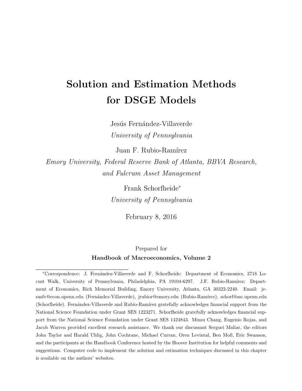 Solution and Estimation Methods for DSGE Models
