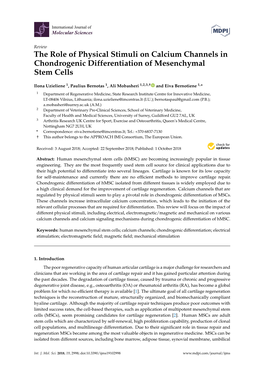 The Role of Physical Stimuli on Calcium Channels in Chondrogenic Differentiation of Mesenchymal Stem Cells