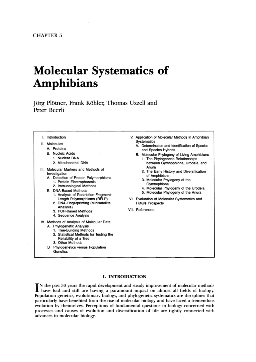 Molecular Systetnatics of Atnphibians