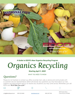 Organics Recycling Program Organics Recycling Starting April 1, 2021