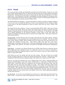 4.3.4 Flood This Section Provides a Profile and Vulnerability Assessment for the Flood Hazard