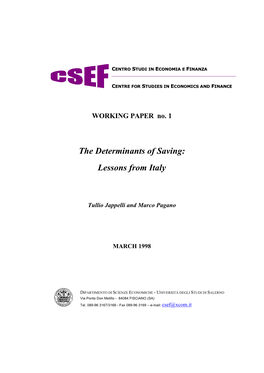 The Determinants of Saving: Lessons from Italy