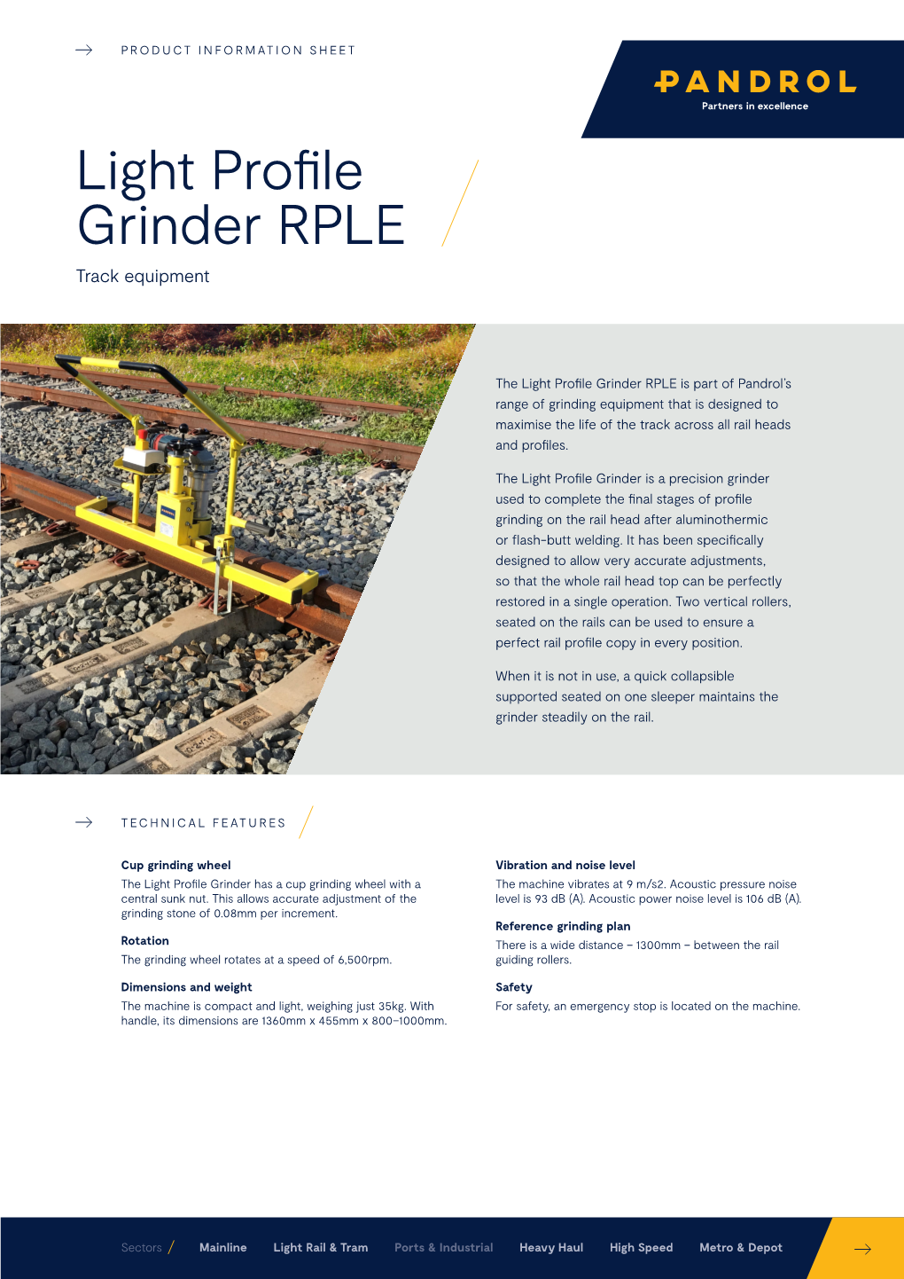Light Profile Grinder RPLE Track Equipment