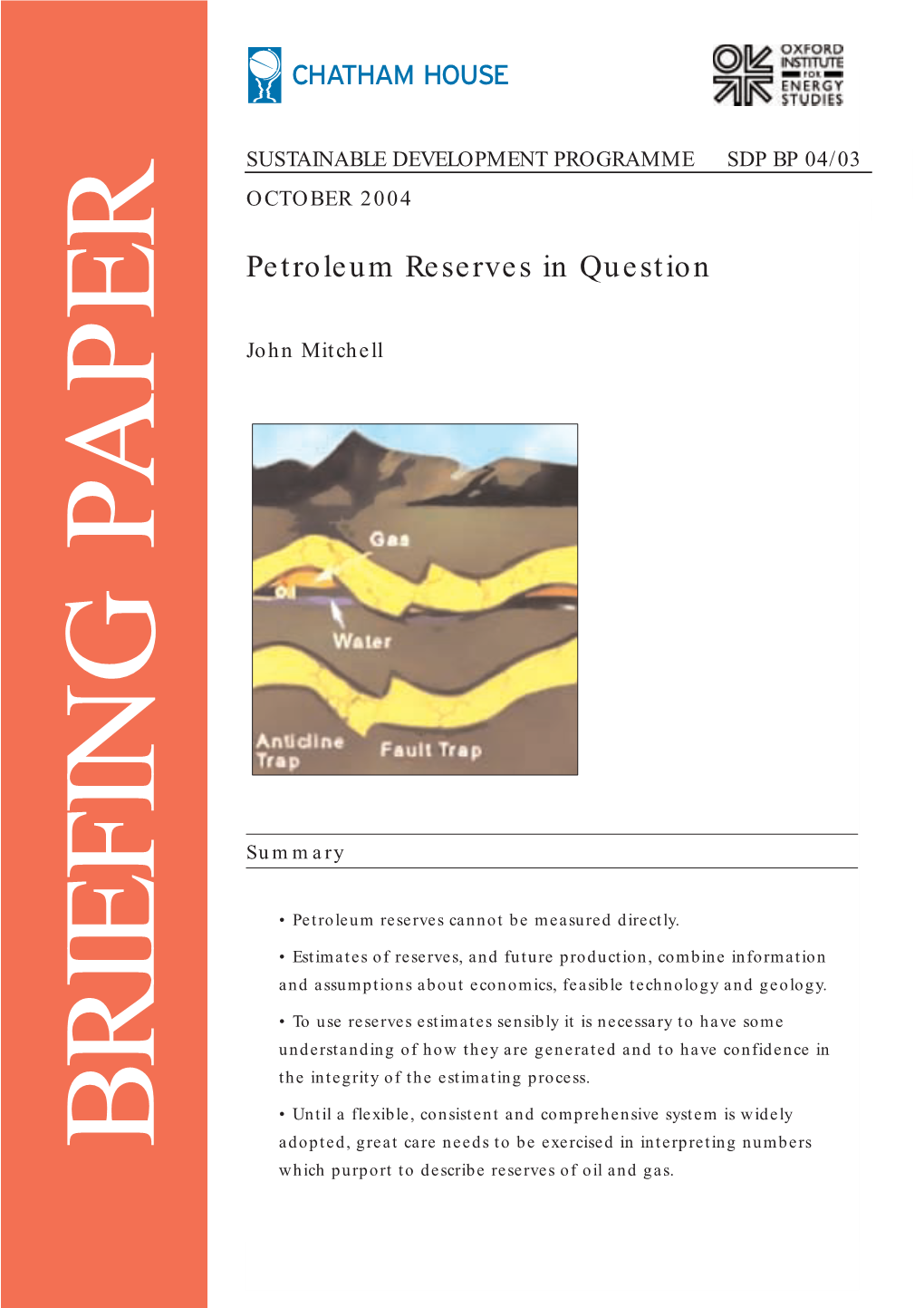 Petroleum Reserves in Question