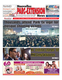 Thousands Attend Park Ex Vigil for Mosque Shooting Victims SEE PAGE 5