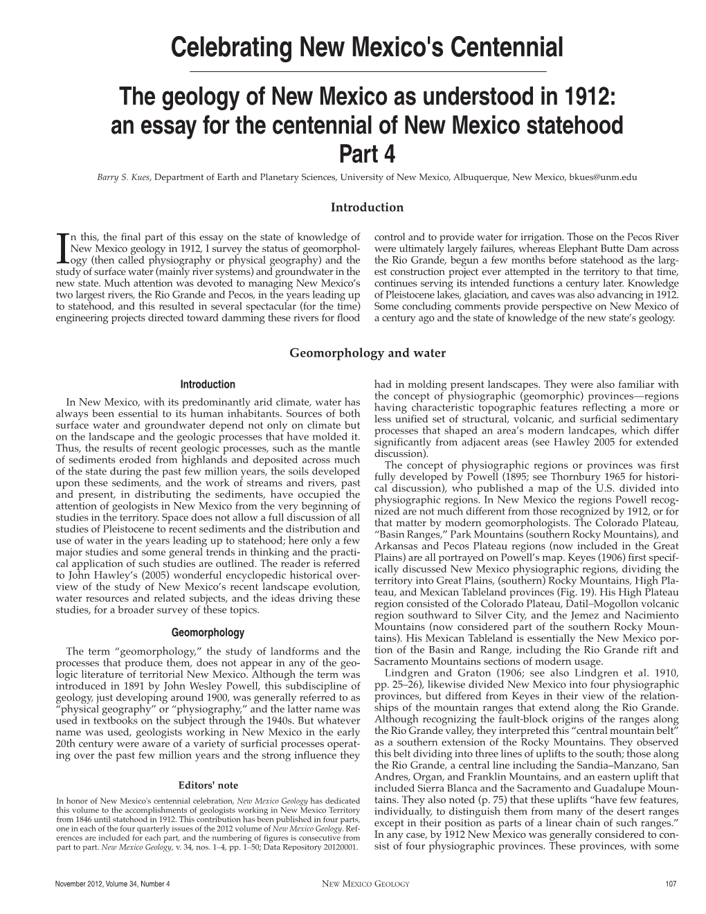 An Essay for the Centennial of New Mexico Statehood Part 4 Barry S
