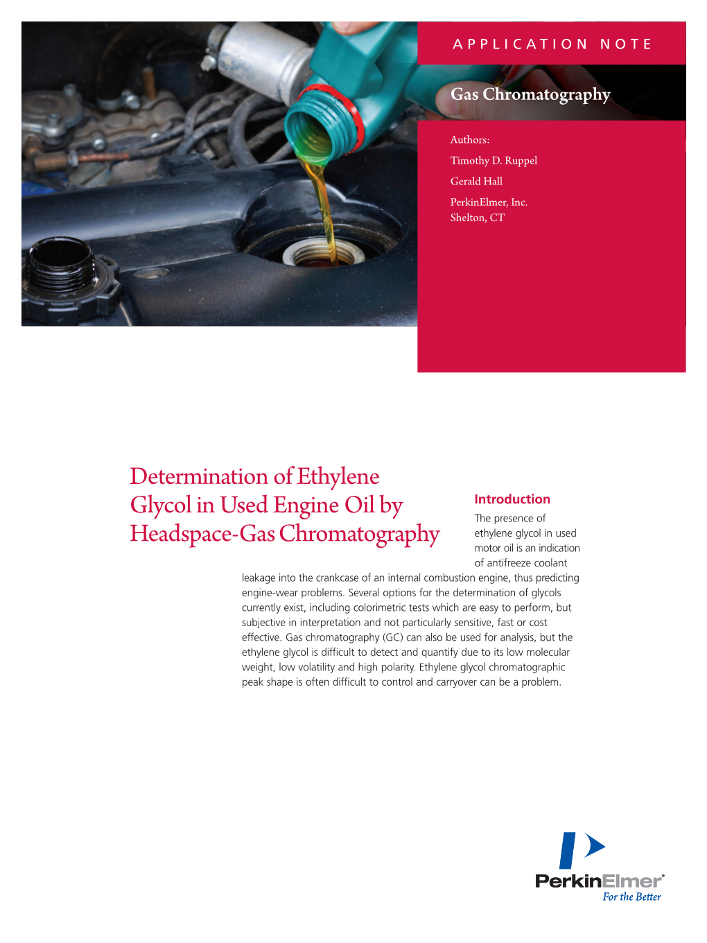 Determination of Ethylene Glycol in Used Engine Oil by Headspace