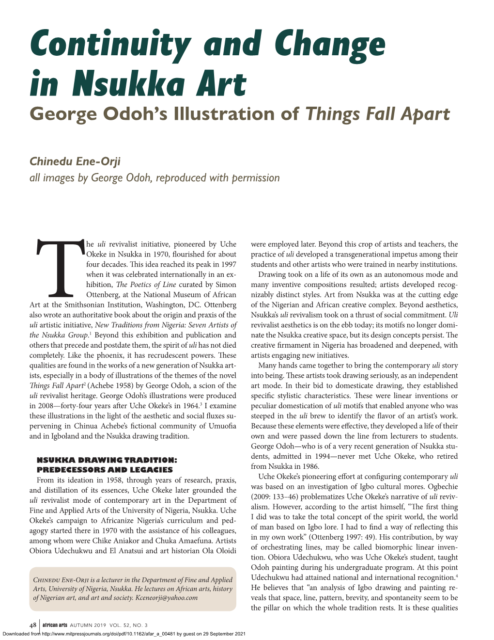 Continuity and Change in Nsukka Art George Odoh’S Illustration of Things Fall Apart