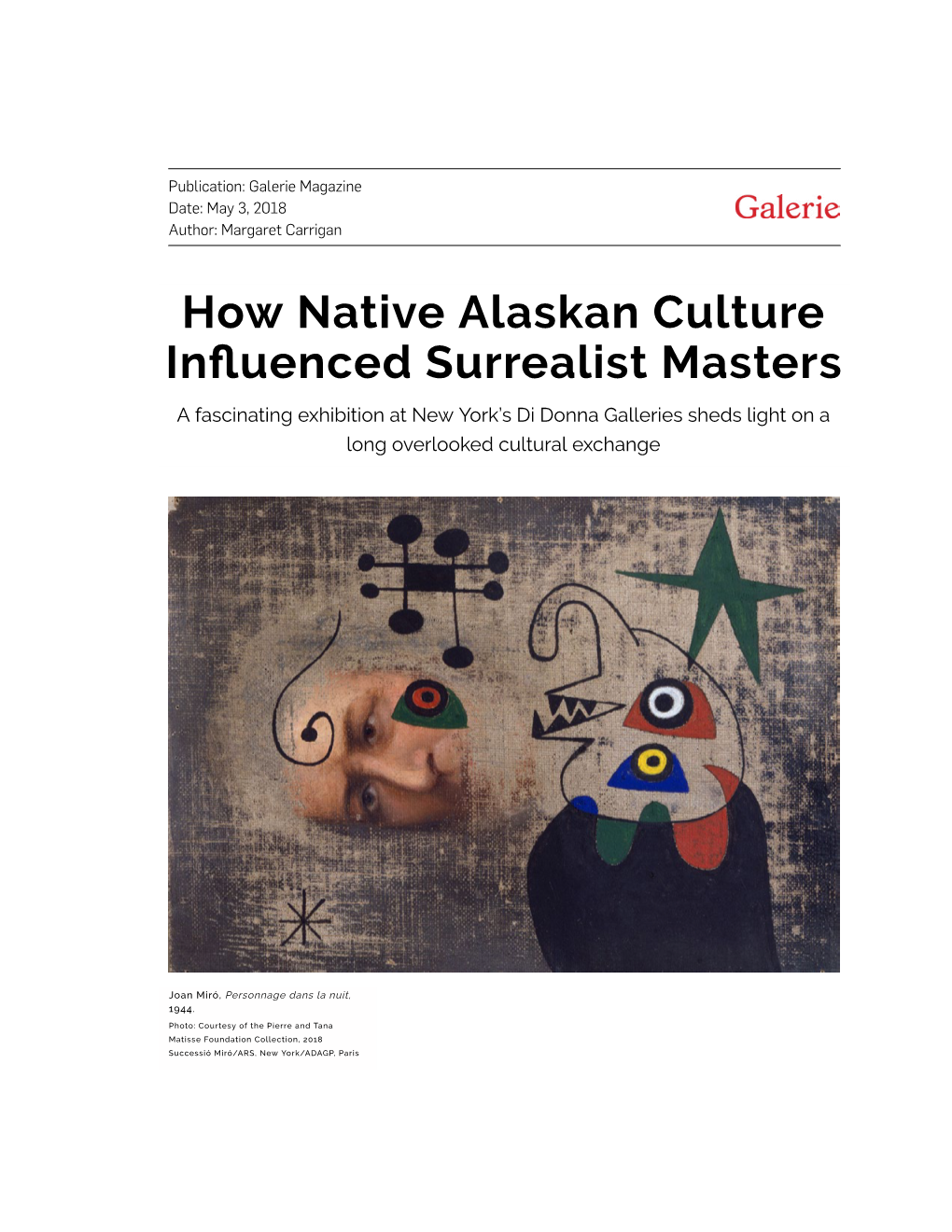 How Native Alaskan Culture in Uenced Surrealist Masters