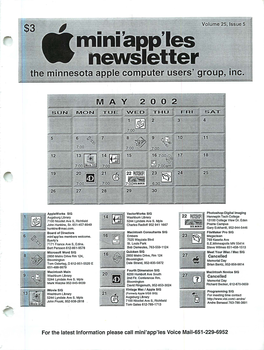 Mini'app'les Newsletter the Minnesota Apple Computer Users' Group, Inc