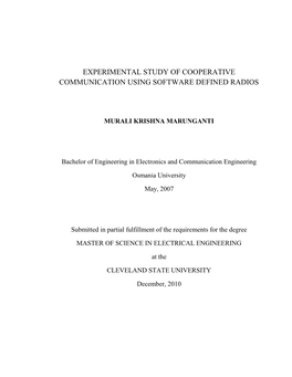 Experimental Study of Cooperative Communication Using Software Defined Radios