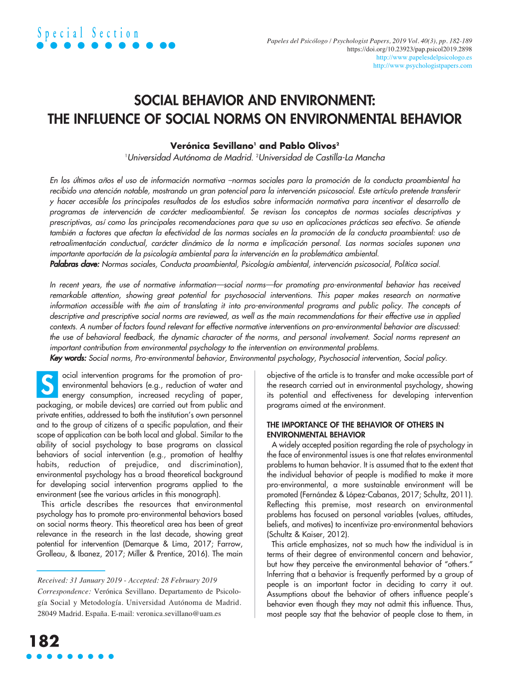 Social Behavior and Environment: the Influence of Social Norms on Environmental Behavior