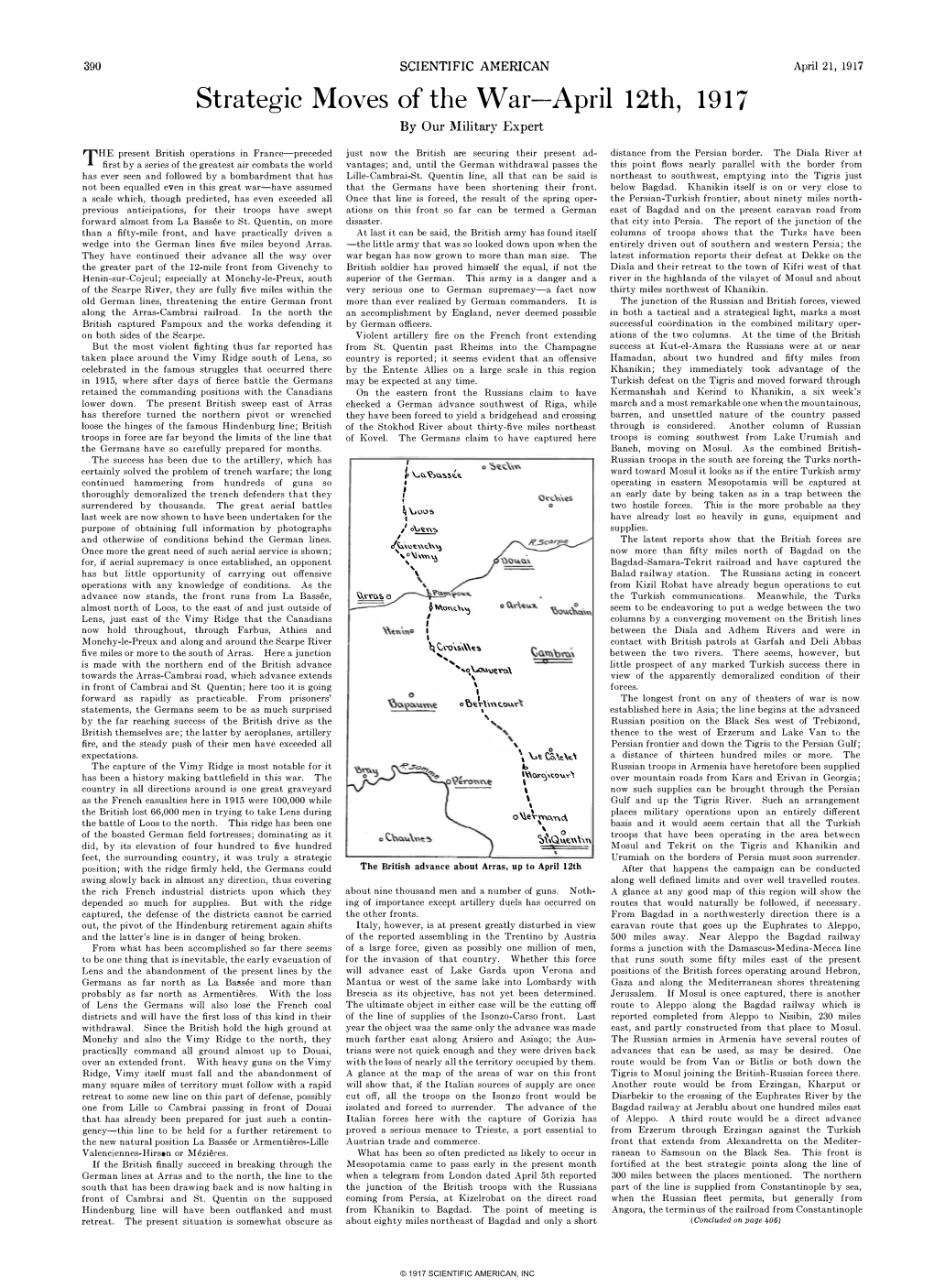 Strategic Moves of the War-April 12Th, 1917 by Our Military Expert