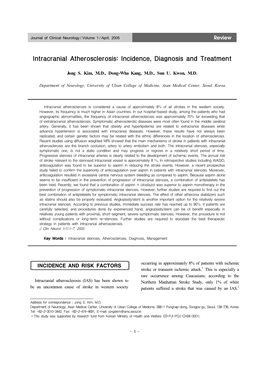 Intracranial Atherosclerosis: Incidence, Diagnosis and Treatment