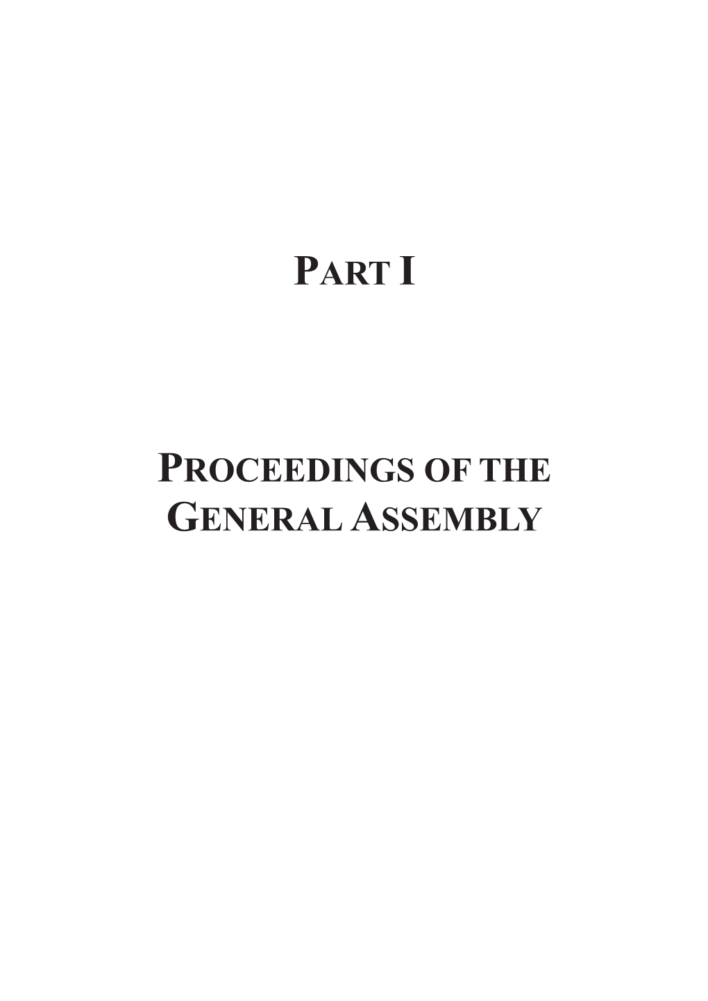 Part I Proceedings of the General Assembly