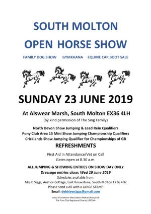 SOUTH MOLTON HORSE SHOW - ENTRY FORM 2019 UNAFFILIATED DRESSAGE ONLY - ENTRIES CLOSE 19 JUNE Entry Fee: DWNM Member £8.00 Non-Member £10.00
