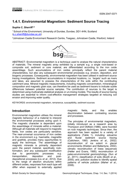 1.4.1. Environmental Magnetism: Sediment Source Tracing