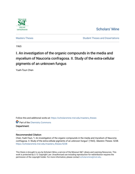 I. an Investigation of the Organic Compounds in the Media and Mycelium of Naucoria Confragosa