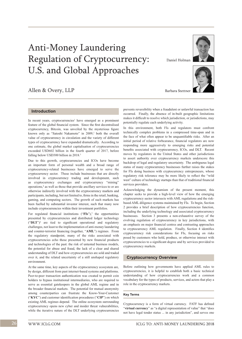 Anti-Money Laundering Regulation of Cryptocurrency: Daniel Holman U.S