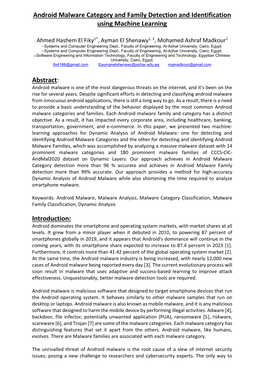 Android Malware Category and Family Detection and Identification Using Machine Learning