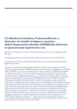 ADHD)-Like Behaviors in Spontaneously Hypertensive Rats