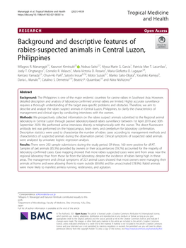 Background and Descriptive Features of Rabies-Suspected Animals in Central Luzon, Philippines Milagros R