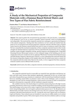 A Study of the Mechanical Properties of Composite Materials with a Dammar-Based Hybrid Matrix and Two Types of Flax Fabric Reinforcement