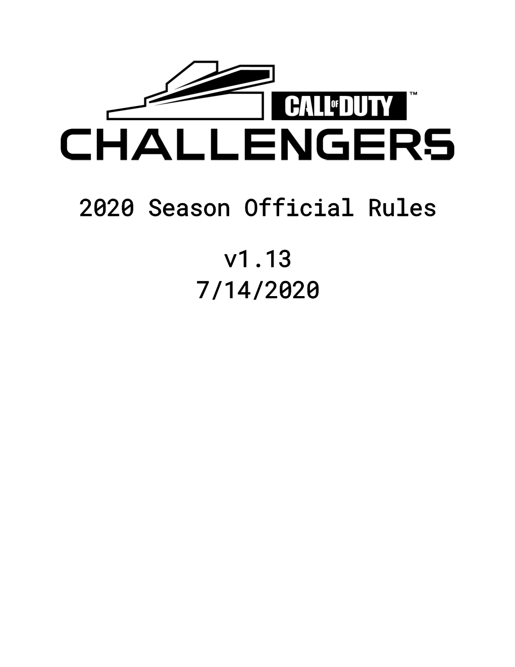 2020 Season Official Rules V1.13 7/14/2020