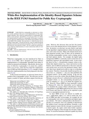 White-Box Implementation of the Identity-Based Signature Scheme in the IEEE P1363 Standard for Public Key Cryptography