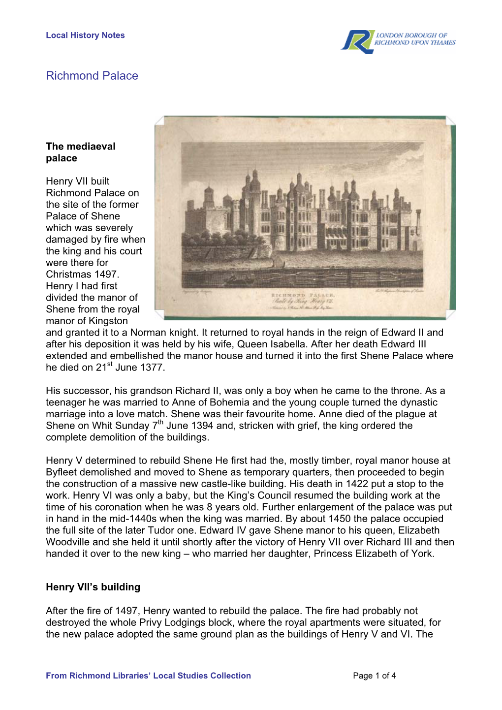 Local History of Richmond Palace!
