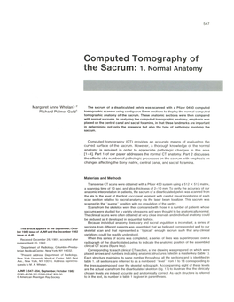 Computed Tomography of the Sacrum: 1. Normal Anatomy