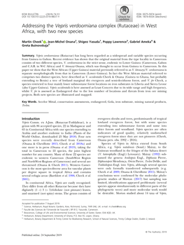 Addressing the Vepris Verdoorniana Complex (Rutaceae) in West Africa, with Two New Species