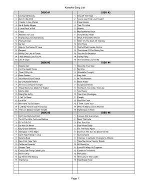 Karaoke Song List Page 1 DISK #1 DISK #2 DISK #3 DISK #4 DISK #5 DISK #6
