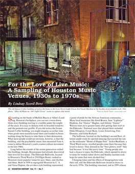 For the Love of Live Music: a Sampling of Houston Music Venues, 1930S to 1970S by Lindsay Scovil Dove