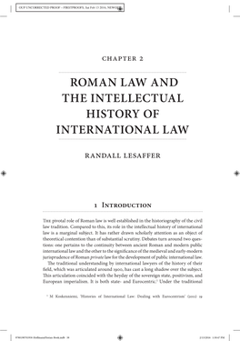 Roman Law and the Intellectual History of International Law