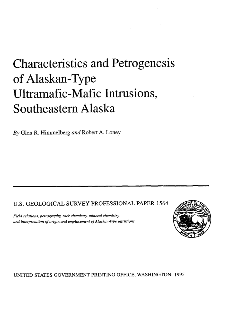 Characteristics and Petrogenesis of Alaskan-Type Ultramafic-Mafic Intrusions, Southeastern Alaska