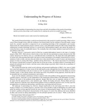 Understanding the Progress of Science