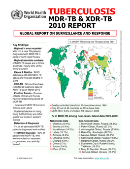 Tuberculosis Mdr-Tb & Xdr-Tb 2010 Report Global Report on Surveillance and Response Who 2005