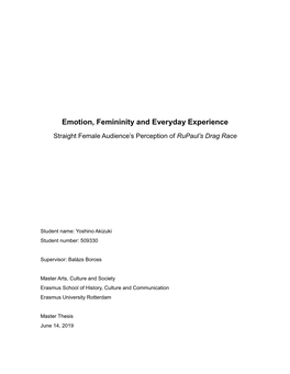 Emotion, Femininity and Everyday Experience