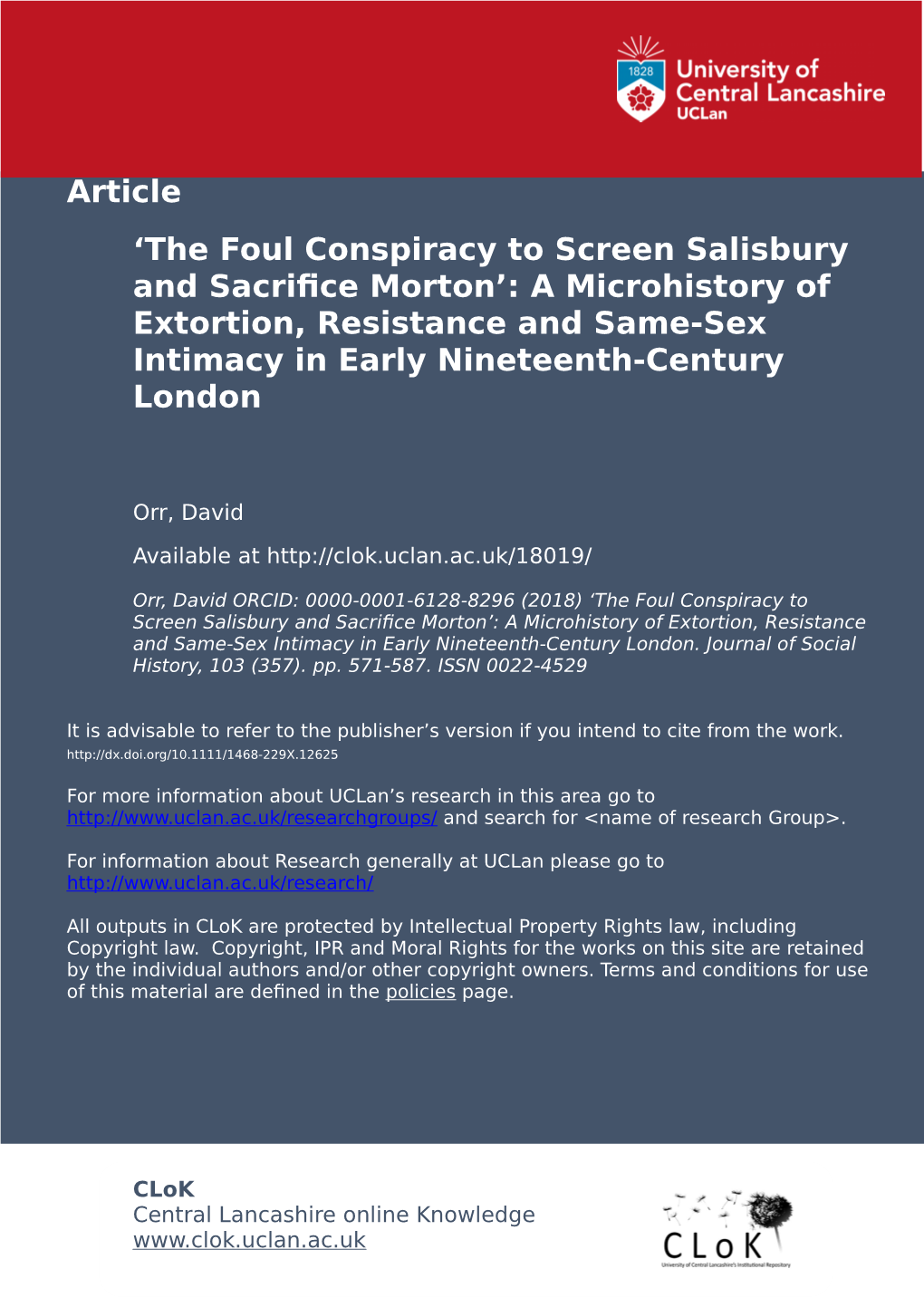 Article 'The Foul Conspiracy to Screen Salisbury and Sacrifice Morton'