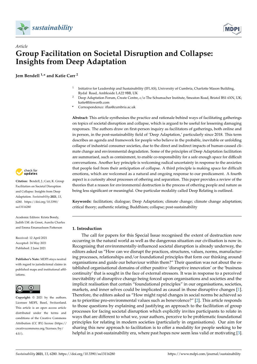 Insights from Deep Adaptation